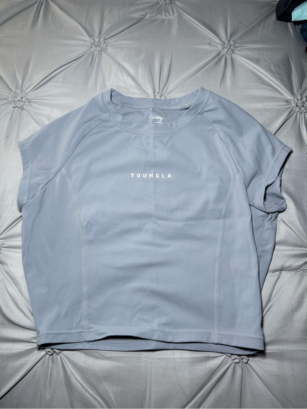 YoungLA Gray Short Sleeve Crop Active Tee